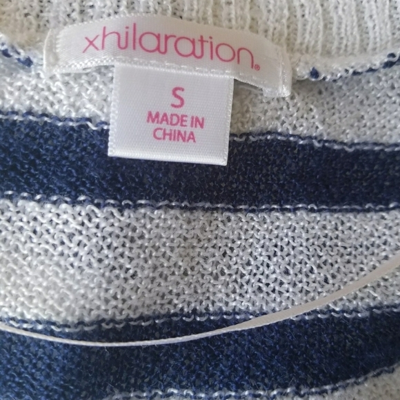 Xhilaration Navy & White Striped Open Front Cardigan Size Small - Picture 3 of 3